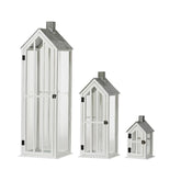 Decoris Firwood Lanterns with Tree Embossed Roof Set of 3pcs 95cm - White